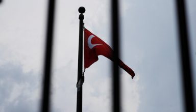The Turkish flag flies at the Embassy of Turkey in Washington, U.S., August 6, 2018.     REUTERS/Brian Snyder