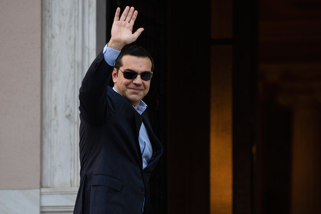 Greek Prime Minister Alexis Tsipras arrives for a meeting with Greek Defense Minister and coalition partner Panos Kammenos at the Maximos Mansion in Athens on January 13, 2019. (Photo by ANGELOS TZORTZINIS / AFP)        (Photo credit should read ANGELOS TZORTZINIS/AFP/Getty Images)