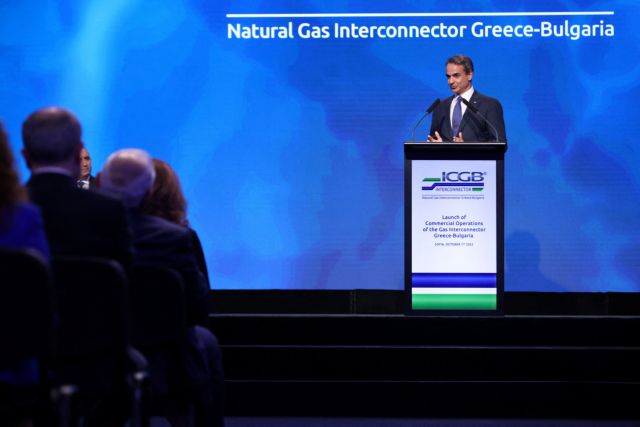 Greek Prime Minister Kyriakos Mitsotakis attends a ceremony to mark the start of commercial operations of the gas interconnector link between Greece and Bulgaria, in Sofia, Bulgaria October 1, 2022. REUTERS/Stoyan Nenov
