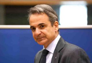 BRUSSELS, BELGIUM - APRIL 18: Kyriakos Mitsotakis Prime Minister of Greece attends a Special European Council Meeting on April 18, 2024 in Brussels, Belgium. (Photo by Pier Marco Tacca/Getty Images)